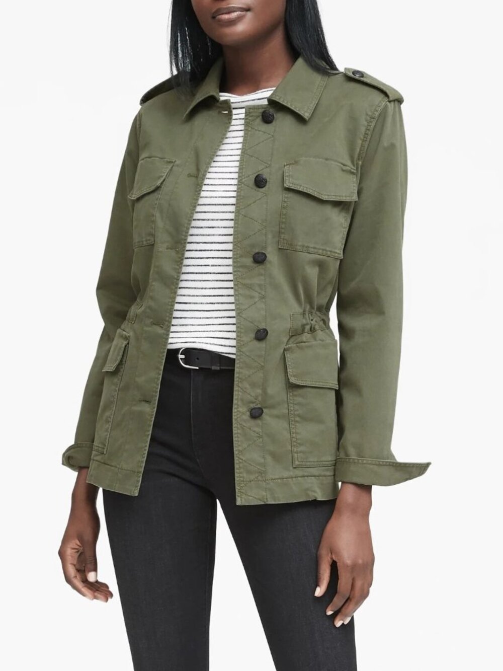 NWT Banana Republic Modern Fit Classic Twill Utility Jacket sz XS Petite Green